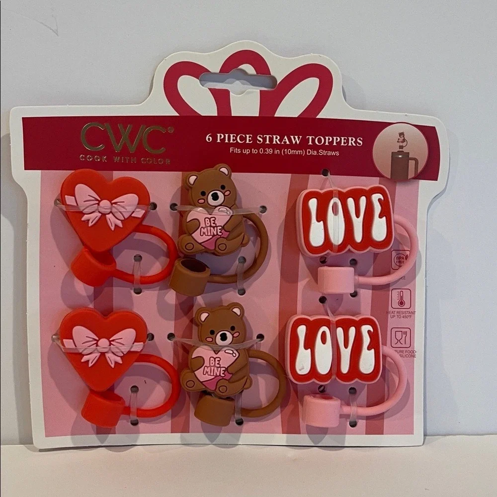 CWC Love Bear Diamond Bride Straw‎ Toppers Set of 12